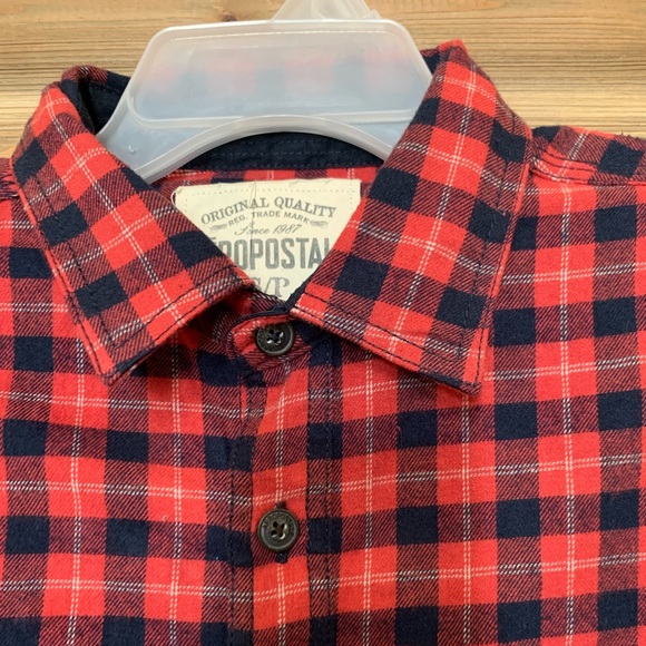 NWT AEROPOSTALE Woven Button Down Plaid Graphic Long Sleeve Shirt Men's Sz S. - Picture 3 of 9